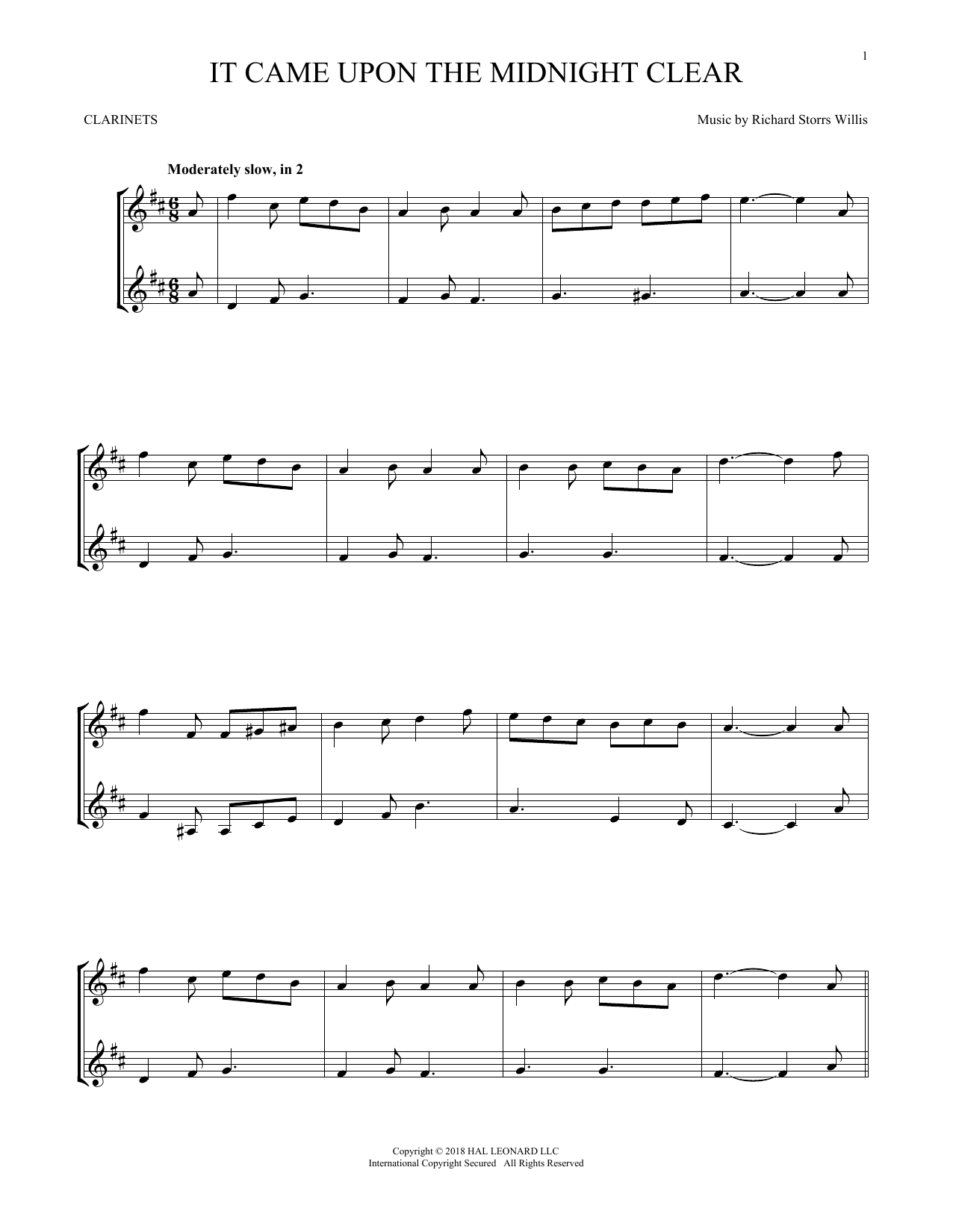 Richard Storrs Willis It Came Upon The Midnight Clear sheet music notes and chords. Download Printable PDF.