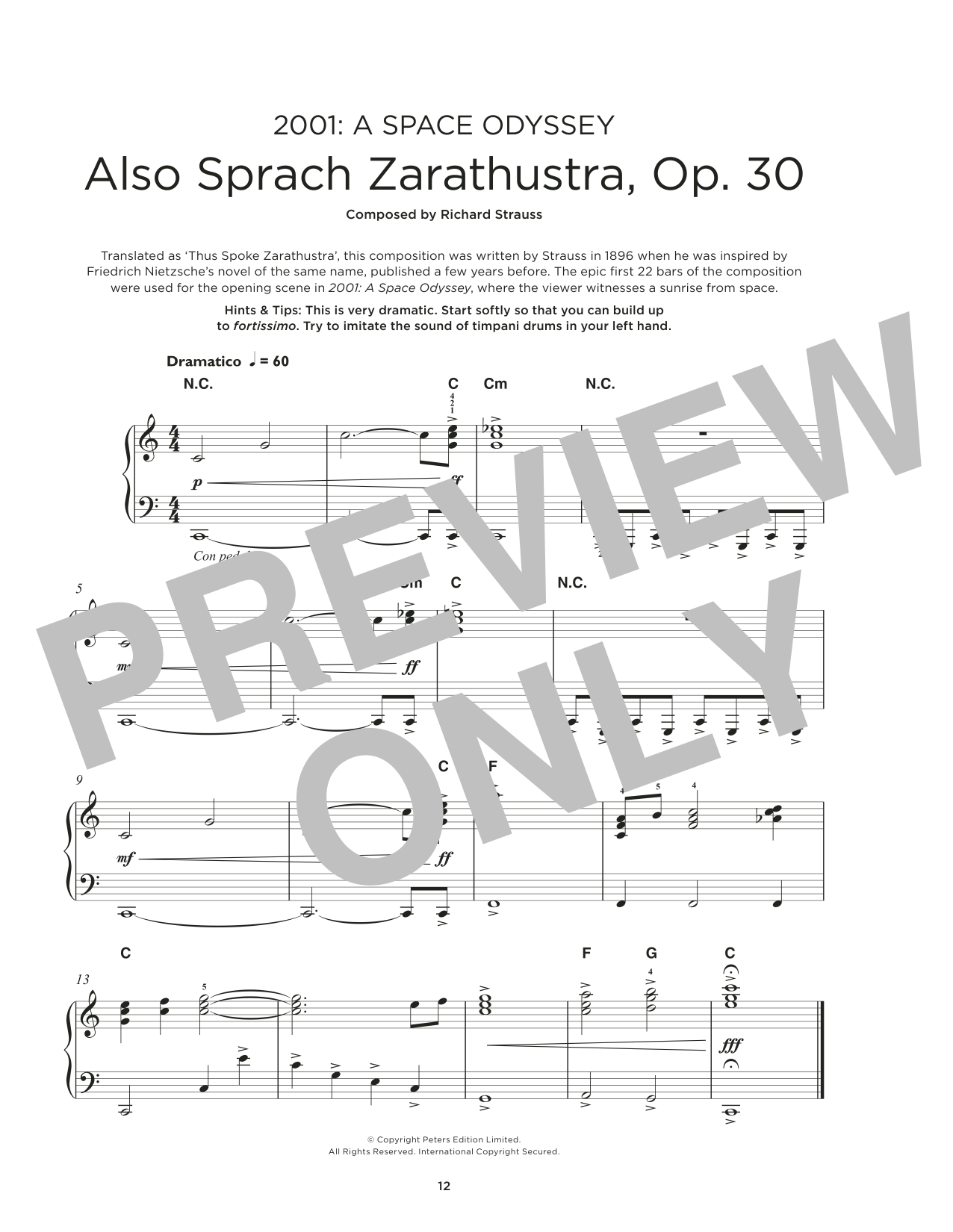 Learn to play Richard Strauss Also Sprach Zarathustra sheet music for Really Easy Piano in minutes. Price: 6.9900$ Richard Strauss Also Sprach Zarathustra sheet music notes and chords arranged for Really Easy Piano