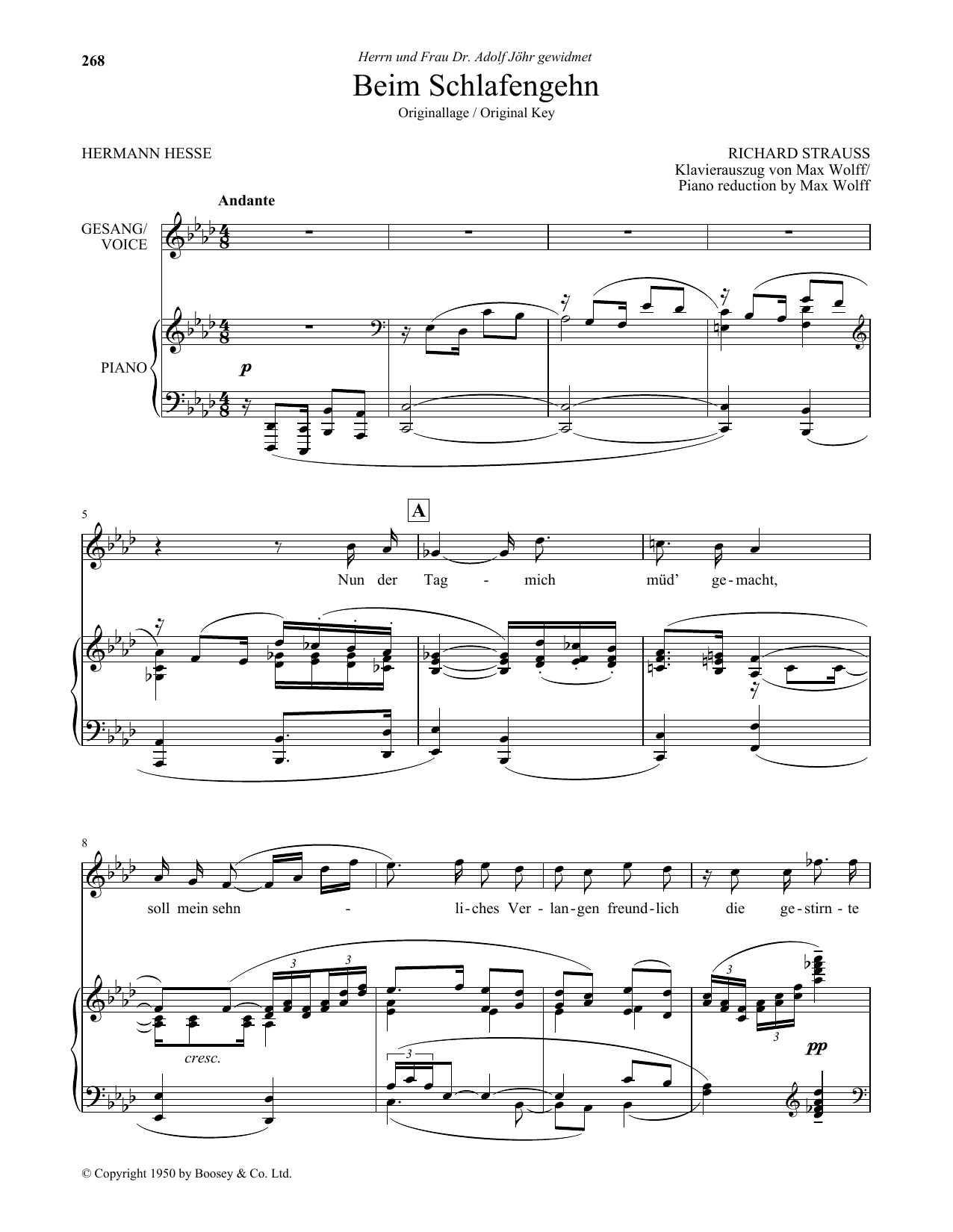 Learn to play Richard Strauss Beim Schlafengehn (High Voice) sheet music for Piano & Vocal in minutes. Price: 7.8900$ Richard Strauss Beim Schlafengehn (High Voice) sheet music notes and chords arranged for Piano & Vocal
