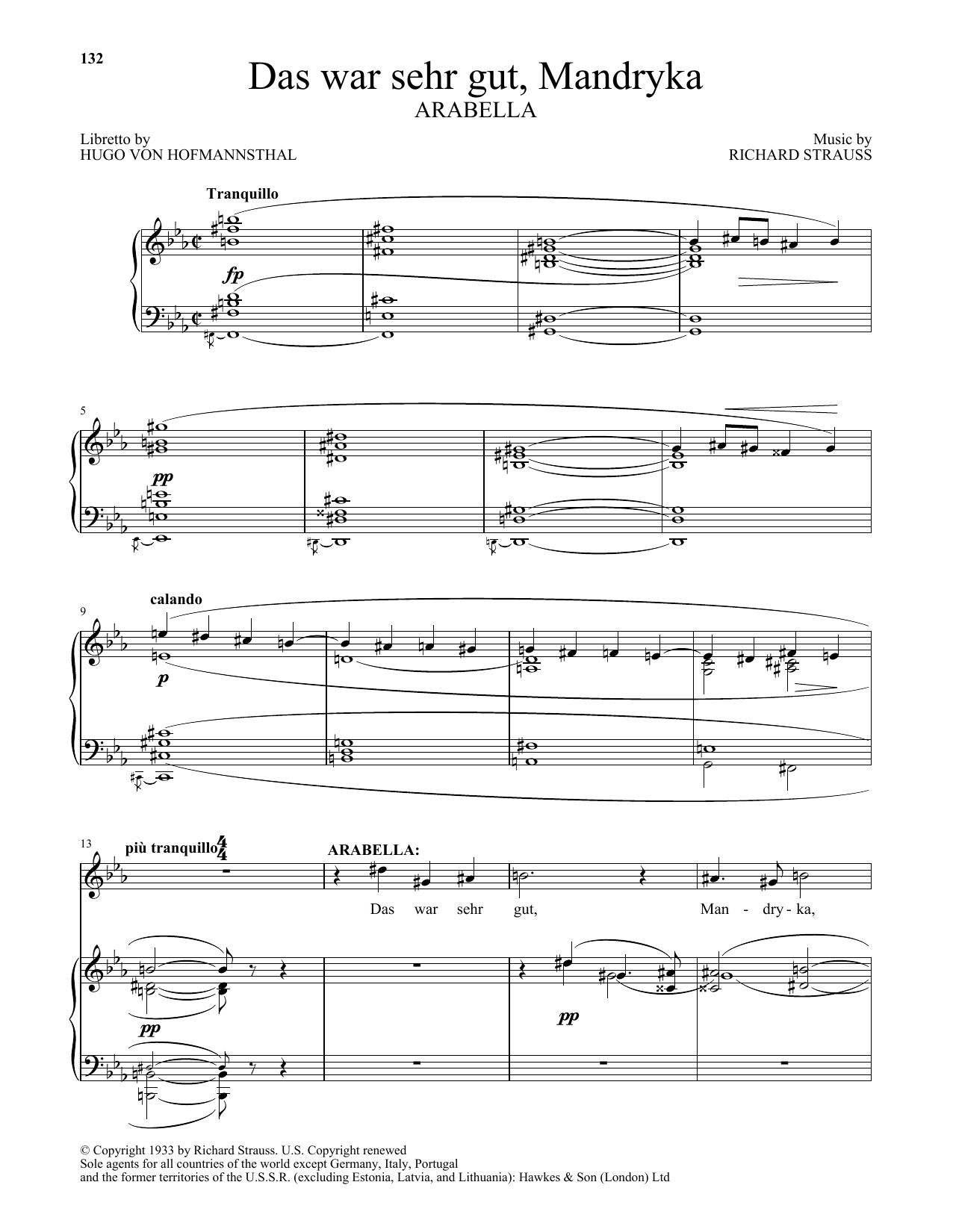 Richard Strauss Das War Sehr Gut, Mandryka (from Arabella) sheet music notes and chords. Download Printable PDF.