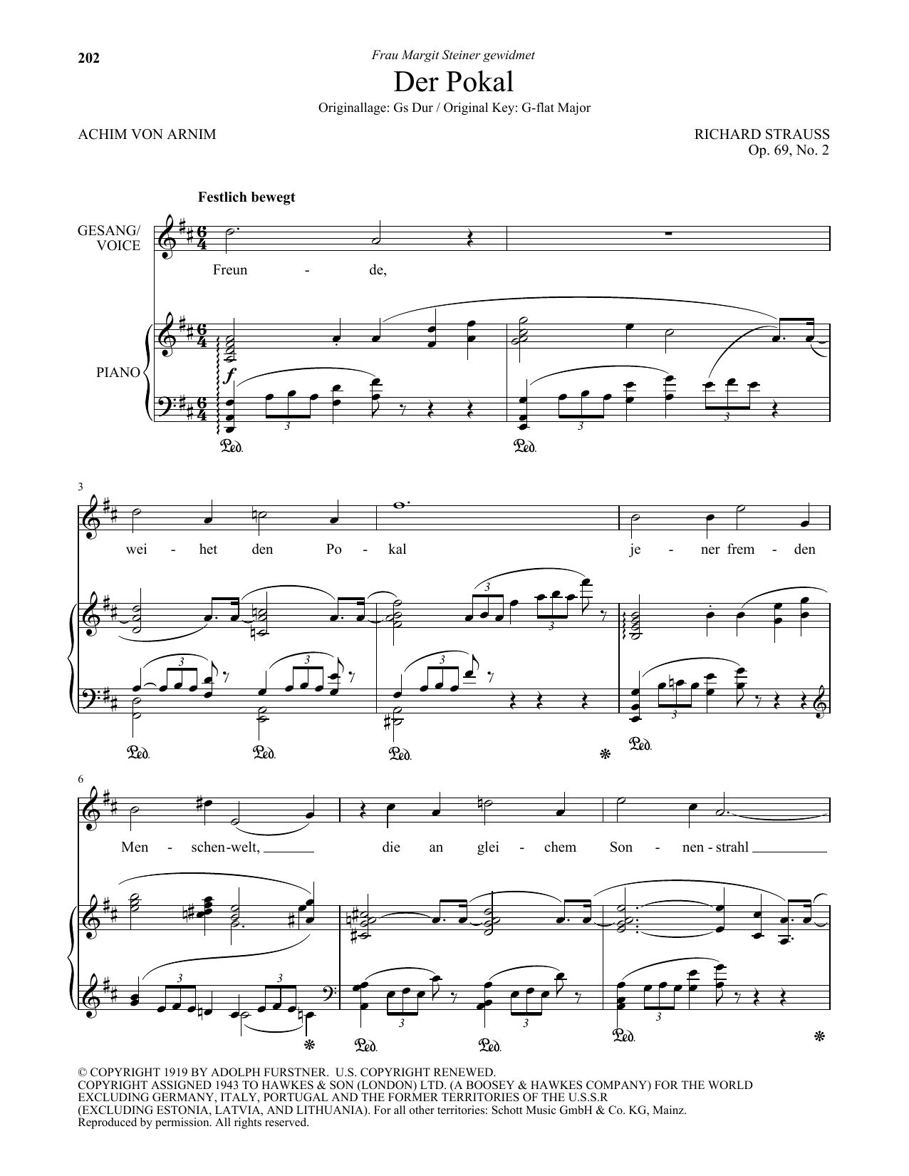 Learn to play Richard Strauss Der Pokal (Low Voice) sheet music for Piano & Vocal in minutes. Price: 7.8900$ Richard Strauss Der Pokal (Low Voice) sheet music notes and chords arranged for Piano & Vocal