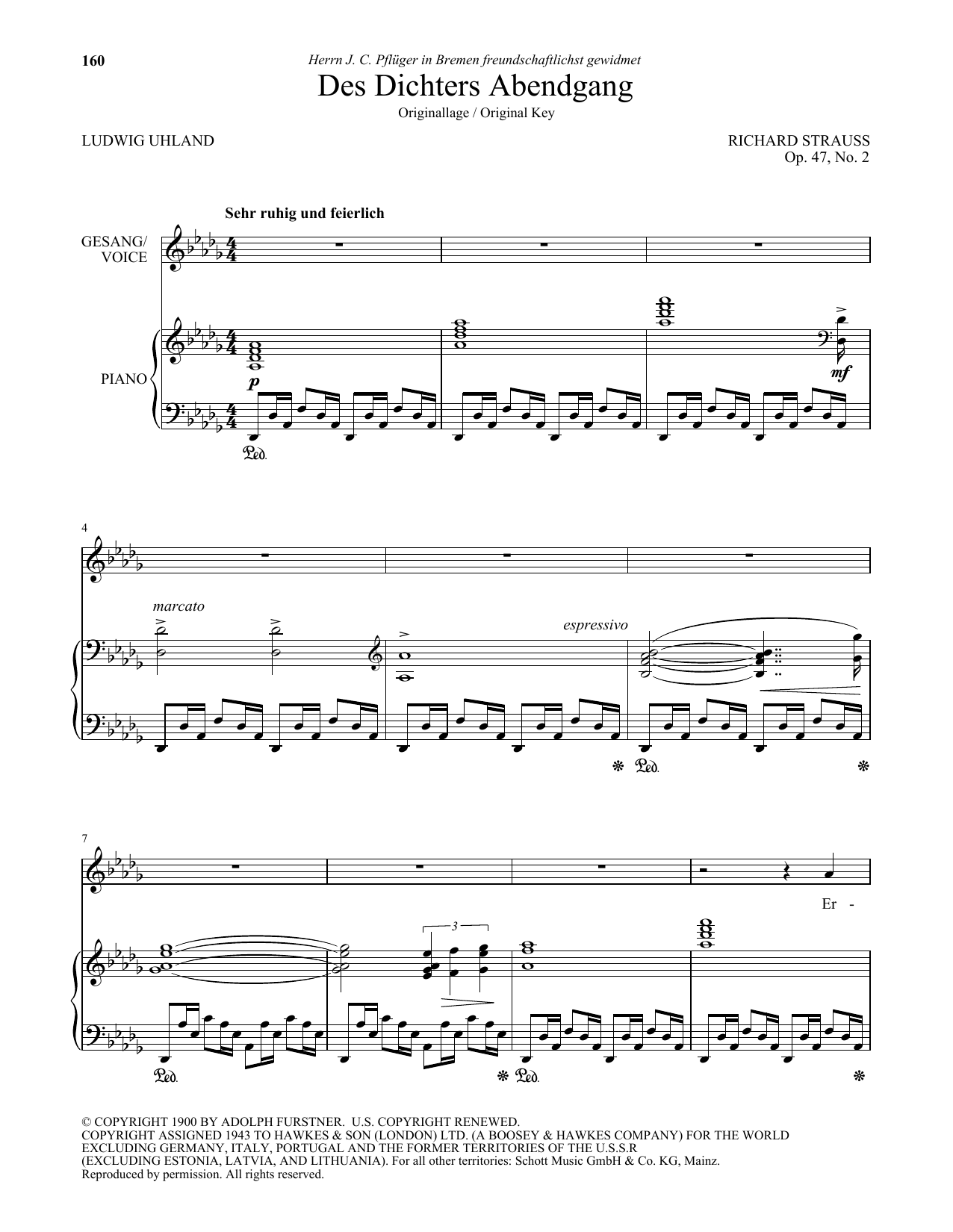 Learn to play Richard Strauss Des Dichters Abendgang (High Voice) sheet music for Piano & Vocal in minutes. Price: 7.8900$ Richard Strauss Des Dichters Abendgang (High Voice) sheet music notes and chords arranged for Piano & Vocal