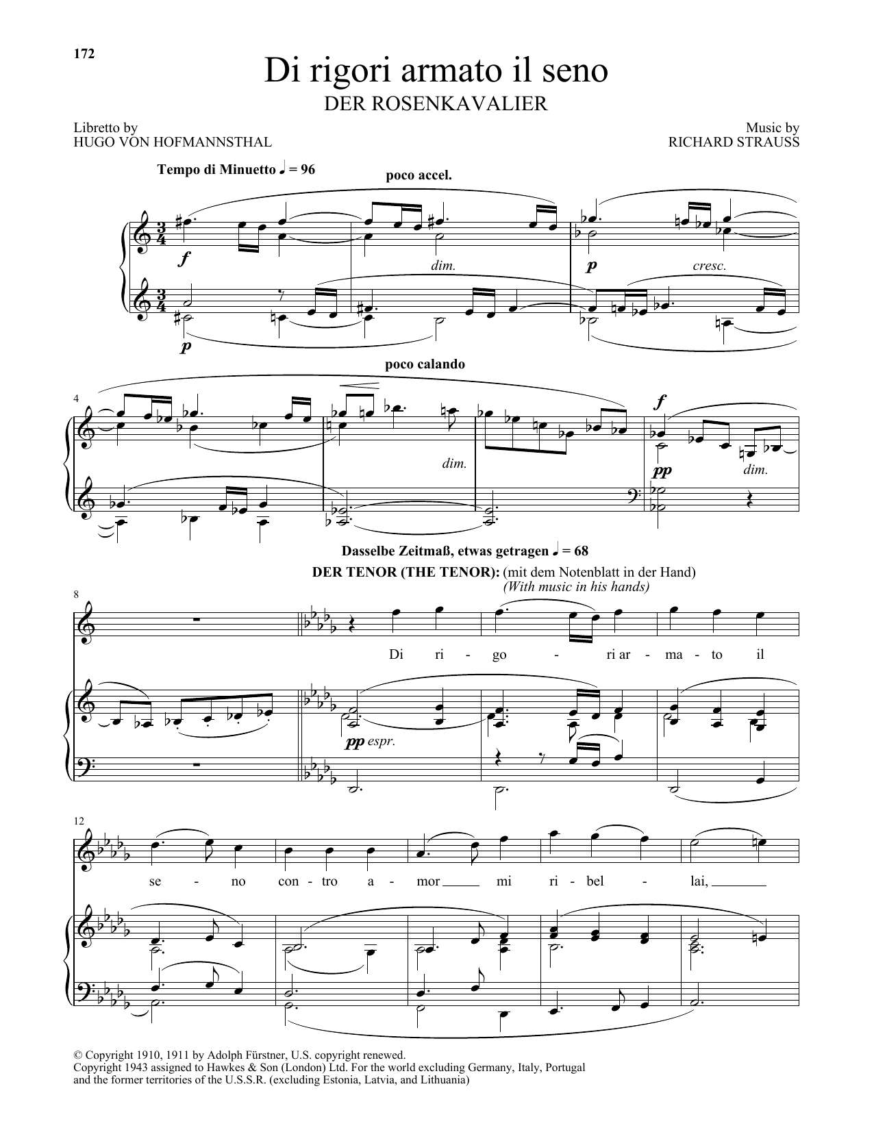 Richard Strauss Di Rigori Armato Il Seno sheet music notes and chords. Download Printable PDF.