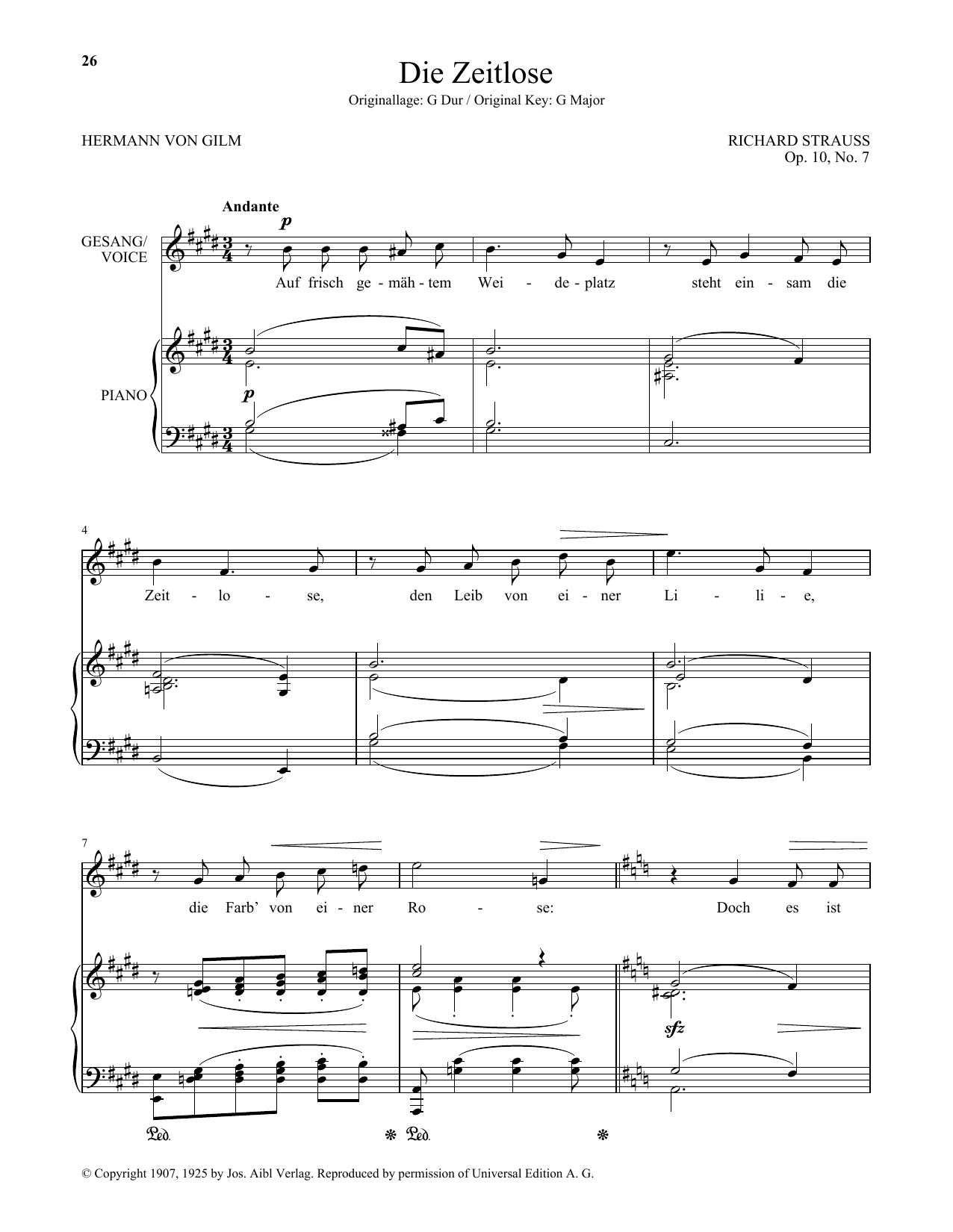 Learn to play Richard Strauss Die Zeitlose (Low Voice) sheet music for Piano & Vocal in minutes. Price: 7.8900$ Richard Strauss Die Zeitlose (Low Voice) sheet music notes and chords arranged for Piano & Vocal