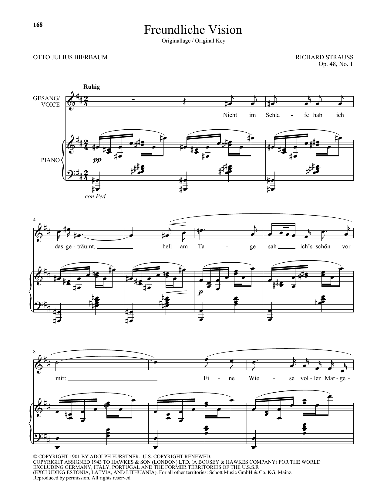 Richard Strauss Freundliche Vision (High Voice) sheet music notes and chords. Download Printable PDF.