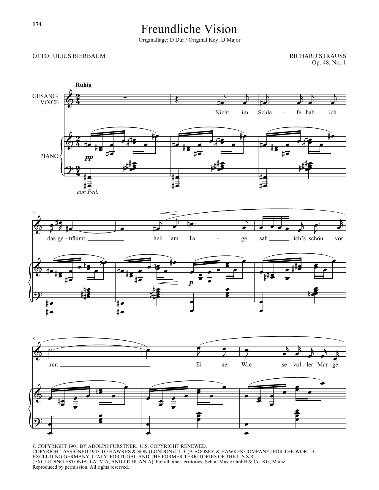 Learn to play Richard Strauss Freundliche Vision (Low Voice) sheet music for Piano & Vocal in minutes. Price: 7.8900$ Richard Strauss Freundliche Vision (Low Voice) sheet music notes and chords arranged for Piano & Vocal