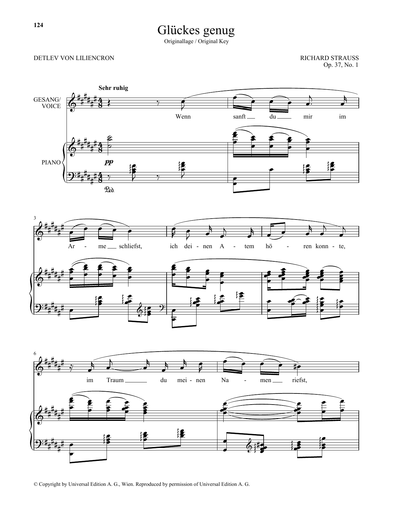 Learn to play Richard Strauss Gluckes Genug (High Voice) sheet music for Piano & Vocal in minutes. Price: 7.8900$ Richard Strauss Gluckes Genug (High Voice) sheet music notes and chords arranged for Piano & Vocal