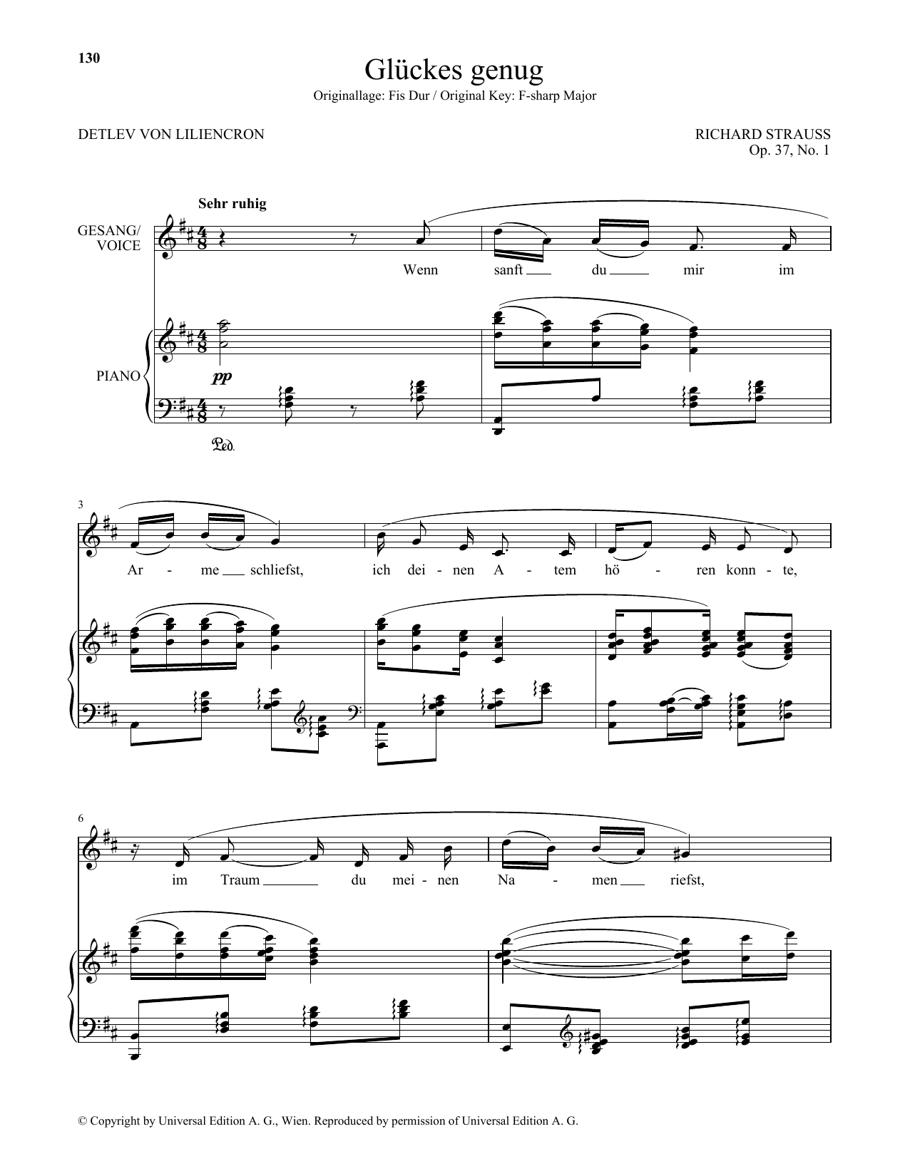Learn to play Richard Strauss Gluckes Genug (Low Voice) sheet music for Piano & Vocal in minutes. Price: 7.8900$ Richard Strauss Gluckes Genug (Low Voice) sheet music notes and chords arranged for Piano & Vocal