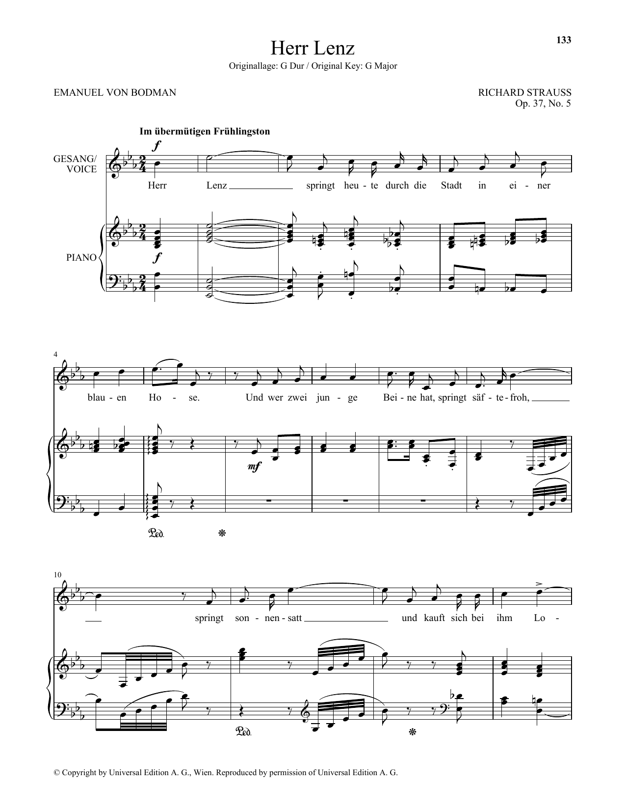 Learn to play Richard Strauss Herr Lenz (Low Voice) sheet music for Piano & Vocal in minutes. Price: 7.8900$ Richard Strauss Herr Lenz (Low Voice) sheet music notes and chords arranged for Piano & Vocal