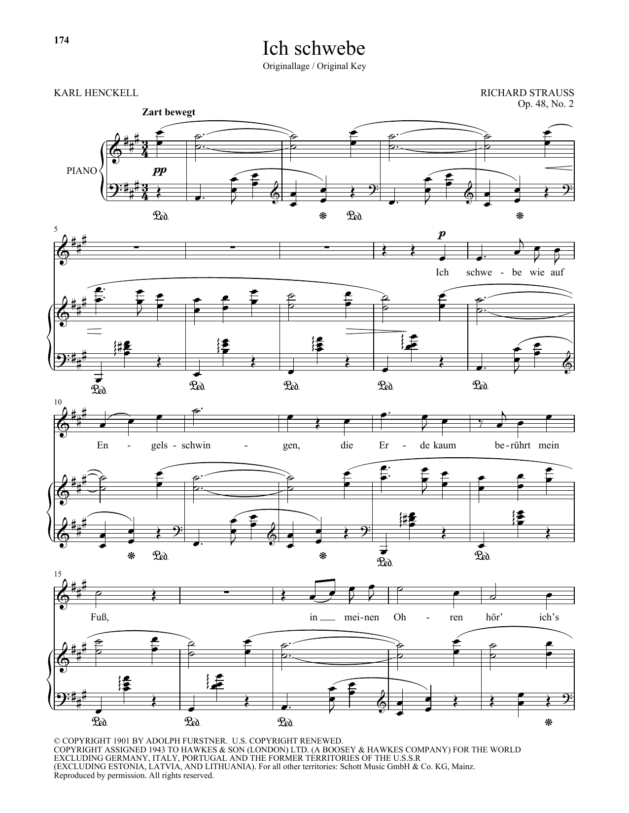 Richard Strauss Ich Schwebe (High Voice) sheet music notes and chords. Download Printable PDF.