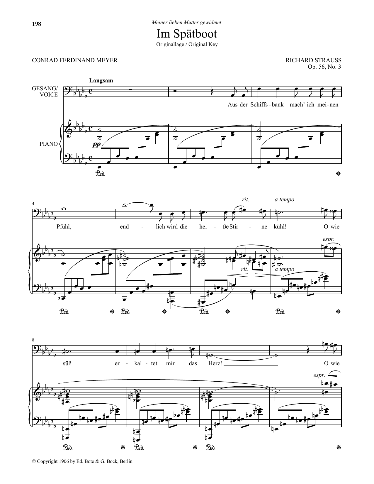 Learn to play Richard Strauss Im Spatboot (Low Voice) sheet music for Piano & Vocal in minutes. Price: 7.8900$ Richard Strauss Im Spatboot (Low Voice) sheet music notes and chords arranged for Piano & Vocal