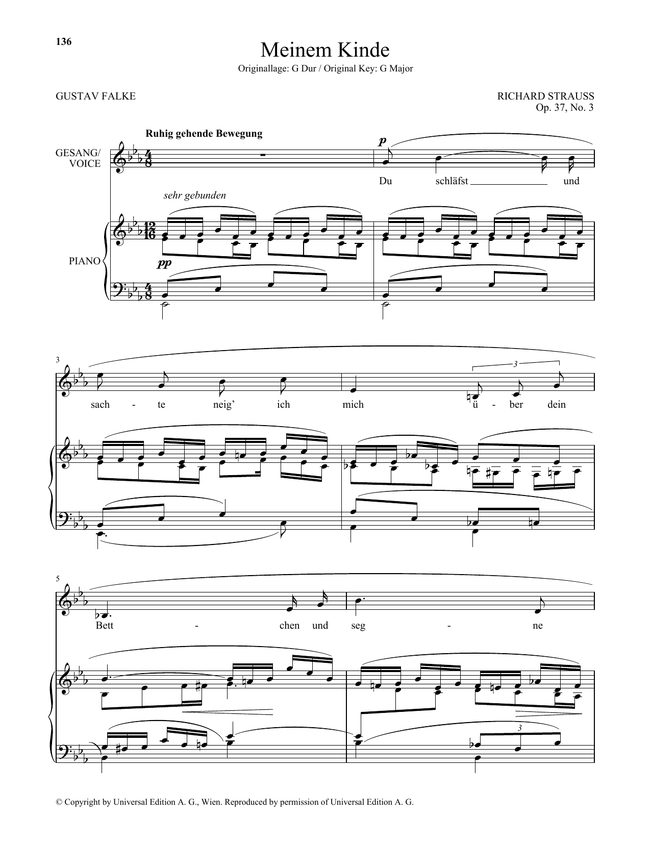 Learn to play Richard Strauss Meinem Kinde (Low Voice) sheet music for Piano & Vocal in minutes. Price: 7.8900$ Richard Strauss Meinem Kinde (Low Voice) sheet music notes and chords arranged for Piano & Vocal
