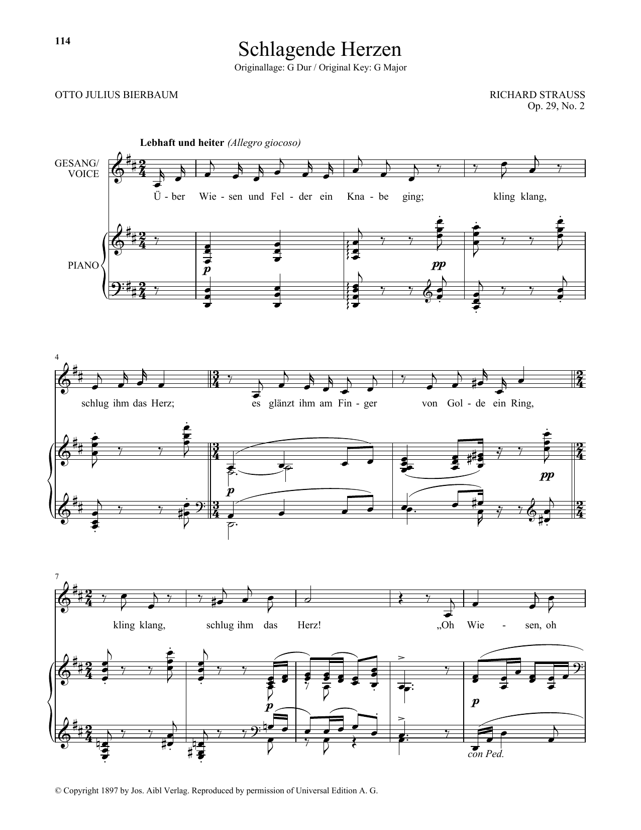 Learn to play Richard Strauss Schlagende Herzen (Low Voice) sheet music for Piano & Vocal in minutes. Price: 7.8900$ Richard Strauss Schlagende Herzen (Low Voice) sheet music notes and chords arranged for Piano & Vocal