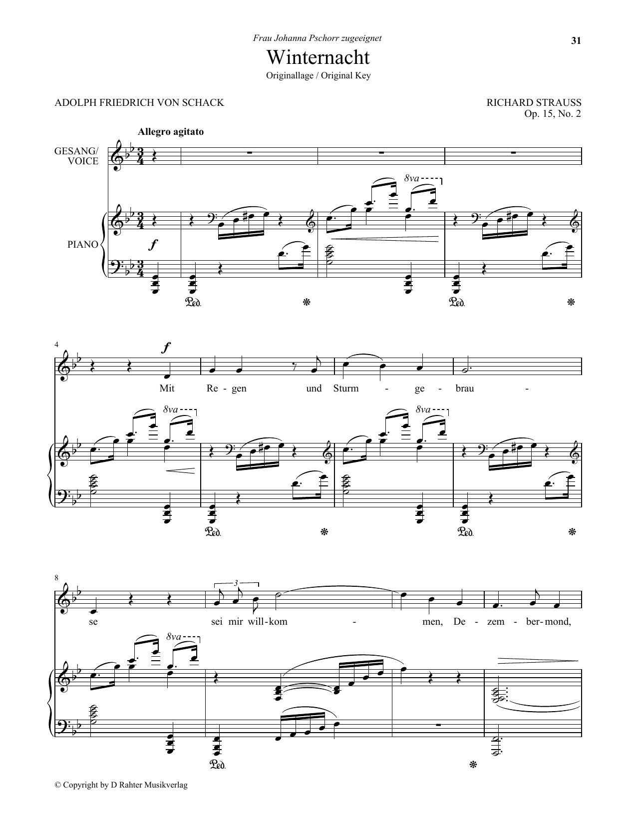 Learn to play Richard Strauss Winternacht (Low Voice) sheet music for Piano & Vocal in minutes. Price: 7.8900$ Richard Strauss Winternacht (Low Voice) sheet music notes and chords arranged for Piano & Vocal