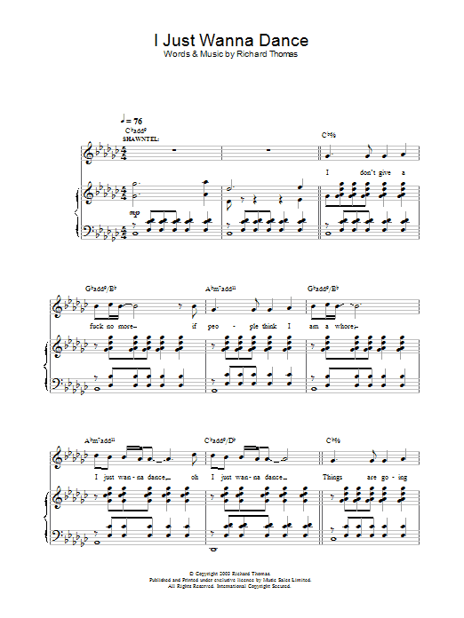 Learn to play Richard Thomas I Just Wanna Dance (from Jerry Springer The Opera) sheet music for Piano, Vocal & Guitar Chords in minutes. Price: 7.8900$ Richard Thomas I Just Wanna Dance (from Jerry Springer The Opera) sheet music notes and chords arranged for Piano, Vocal & Guitar Chords