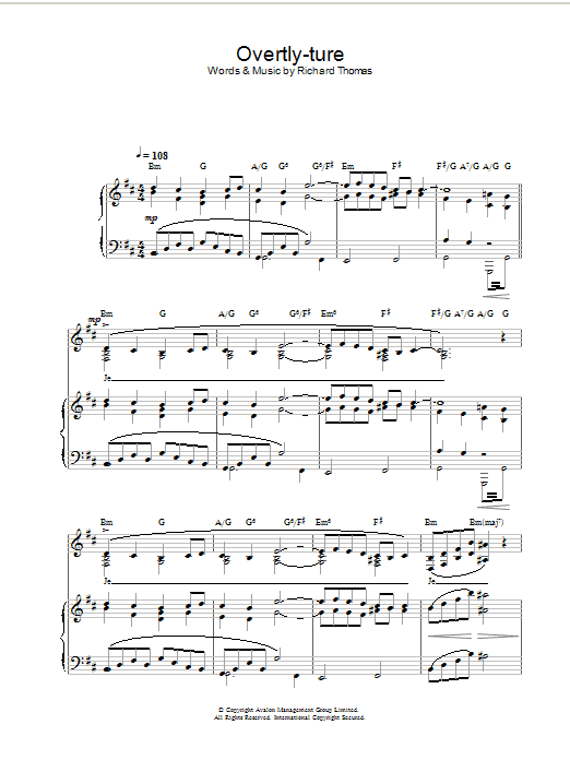 Learn to play Richard Thomas Overtly-ture (from Jerry Springer The Opera) sheet music for Piano, Vocal & Guitar Chords in minutes. Price: 7.8900$ Richard Thomas Overtly-ture (from Jerry Springer The Opera) sheet music notes and chords arranged for Piano, Vocal & Guitar Chords