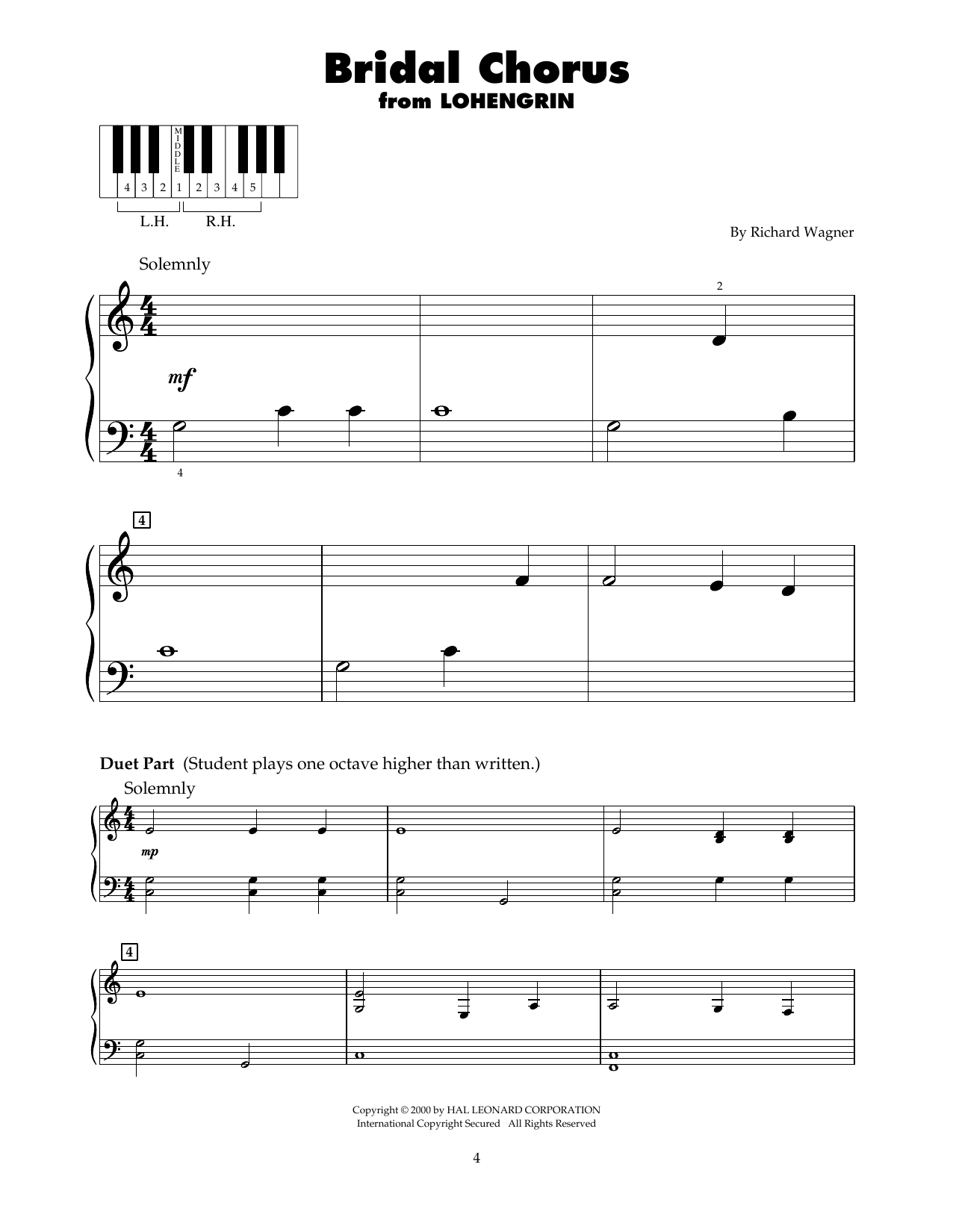 Richard Wagner Bridal Chorus (arr. Carol Klose) sheet music notes and chords. Download Printable PDF.