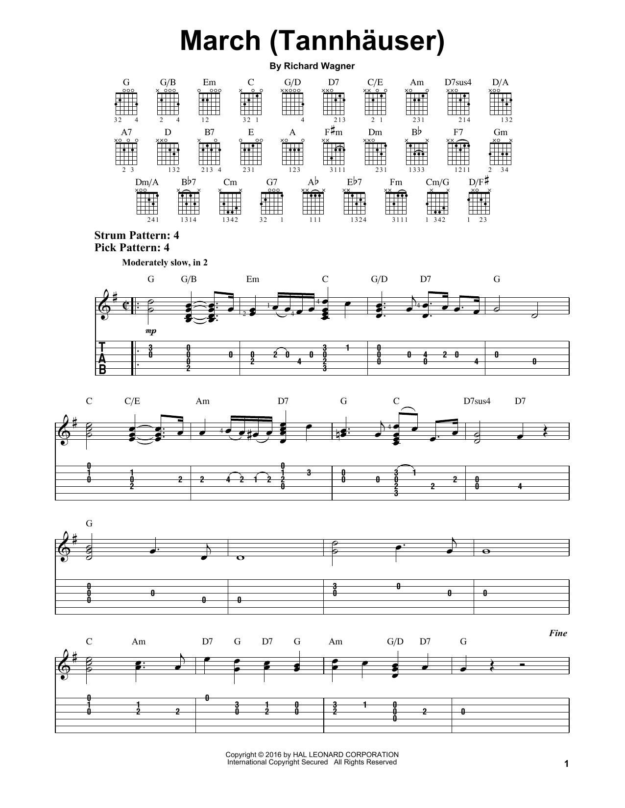 Richard Wagner March (Tannhauser) sheet music notes and chords. Download Printable PDF.