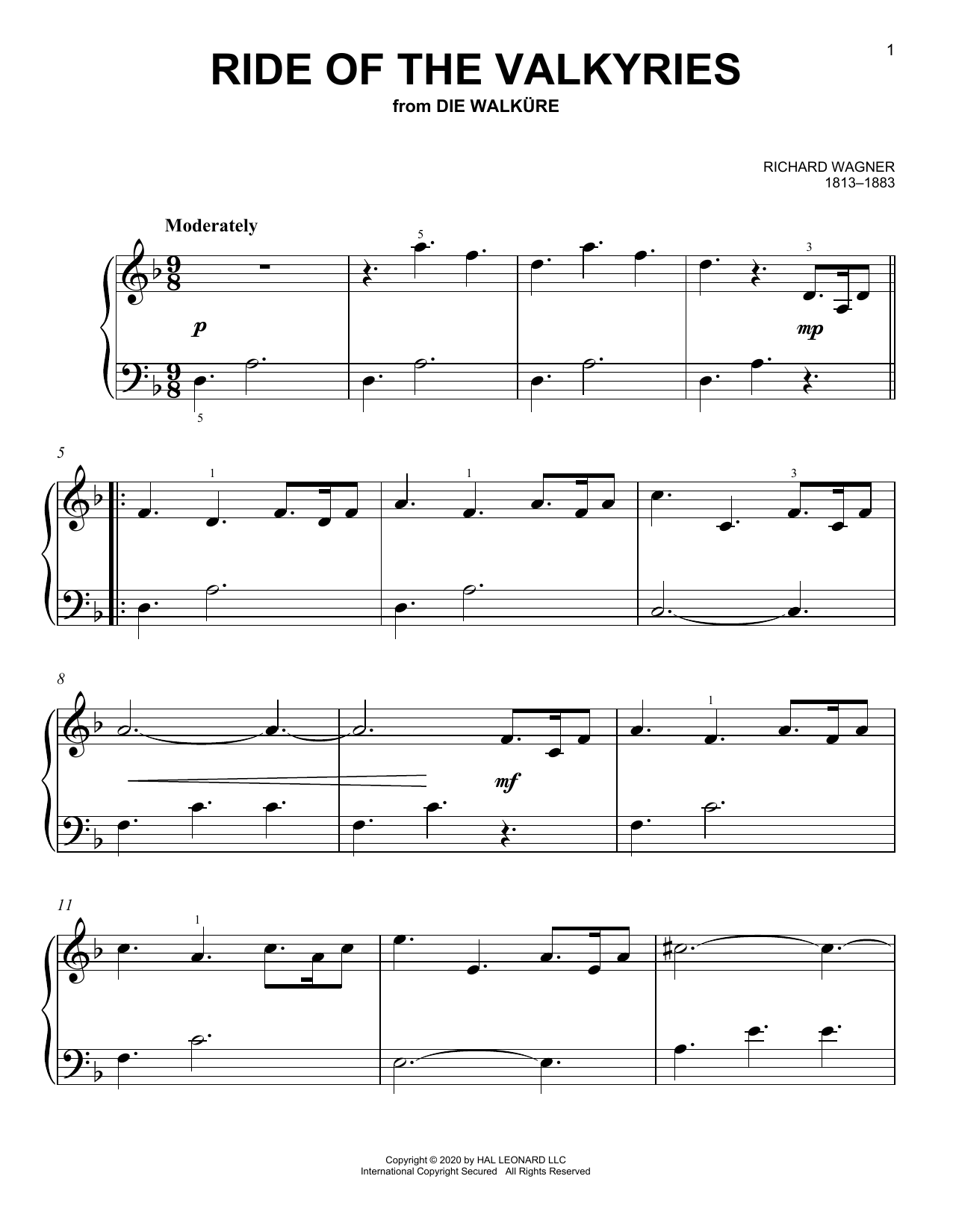 Richard Wagner Ride Of The Valkyries sheet music notes and chords. Download Printable PDF.