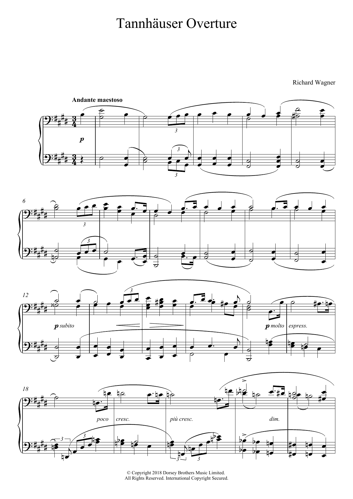 Richard Wagner Tannhäuser Overture sheet music notes and chords. Download Printable PDF.