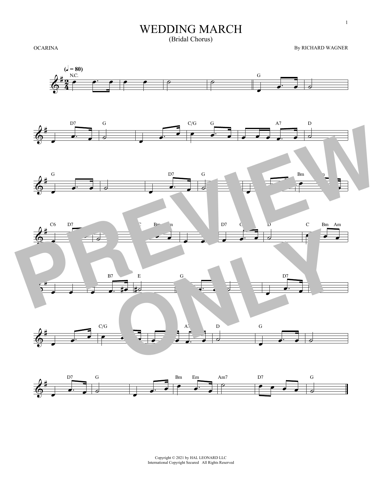 Learn to play Richard Wagner Wedding March (Bridal Chorus) (arr. Cris Gale) sheet music for Ocarina in minutes. Price: 6.9900$ Richard Wagner Wedding March (Bridal Chorus) (arr. Cris Gale) sheet music notes and chords arranged for Ocarina