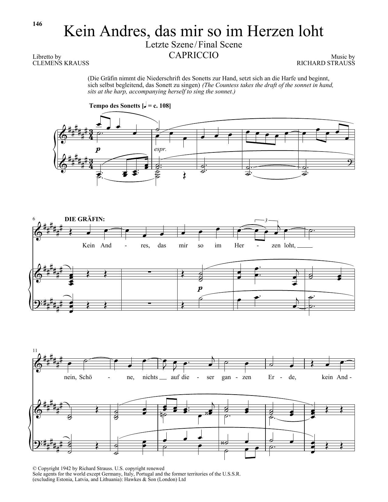 Learn to play Richard Walters Kein Andres, das mir so im Herzen loht (Final Scene) (from Capriccio) sheet music for Piano & Vocal in minutes. Price: 7.8900$ Richard Walters Kein Andres, das mir so im Herzen loht (Final Scene) (from Capriccio) sheet music notes and chords arranged for Piano & Vocal