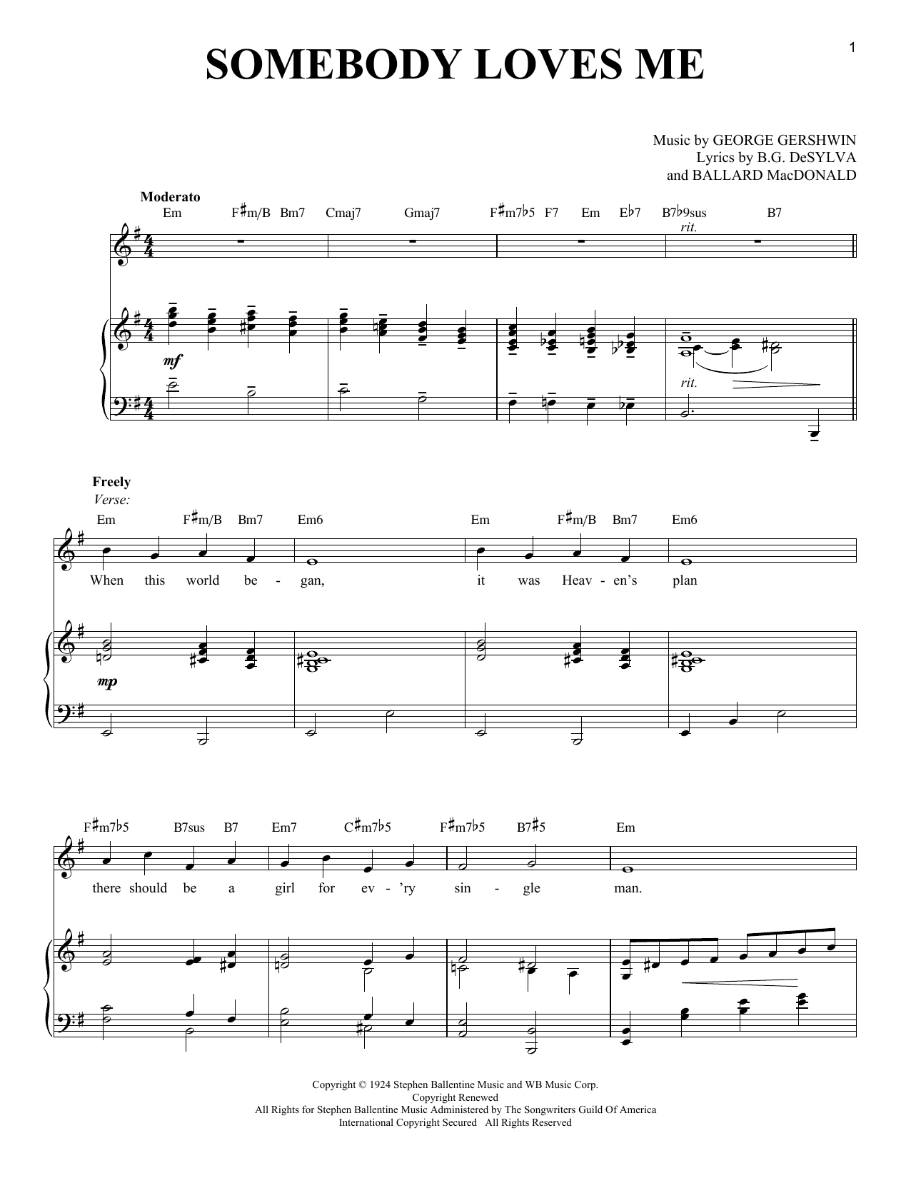 Learn to play George Gershwin Somebody Loves Me sheet music for Piano & Vocal in minutes. Price: 7.8900$ George Gershwin Somebody Loves Me sheet music notes and chords arranged for Piano & Vocal