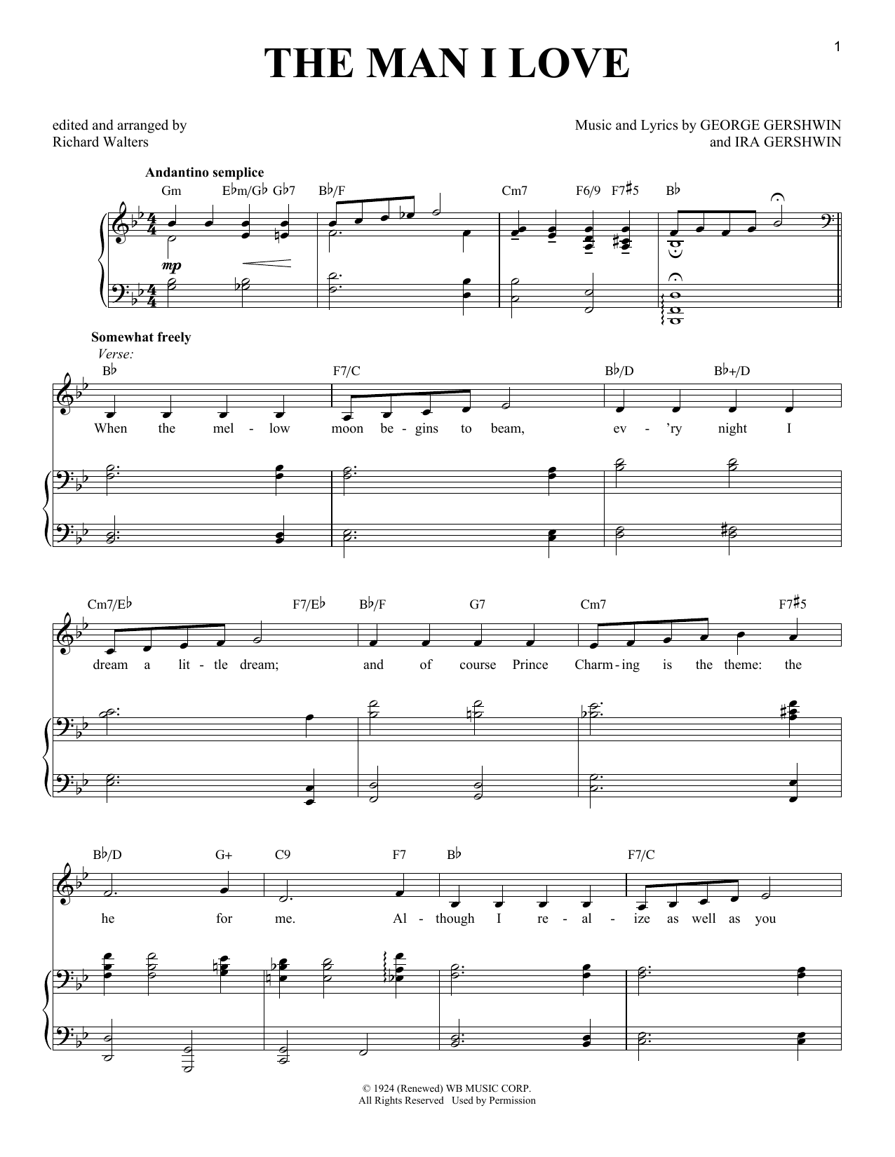 Learn to play Richard Walters The Man I Love sheet music for Piano & Vocal in minutes. Price: 7.8900$ Richard Walters The Man I Love sheet music notes and chords arranged for Piano & Vocal