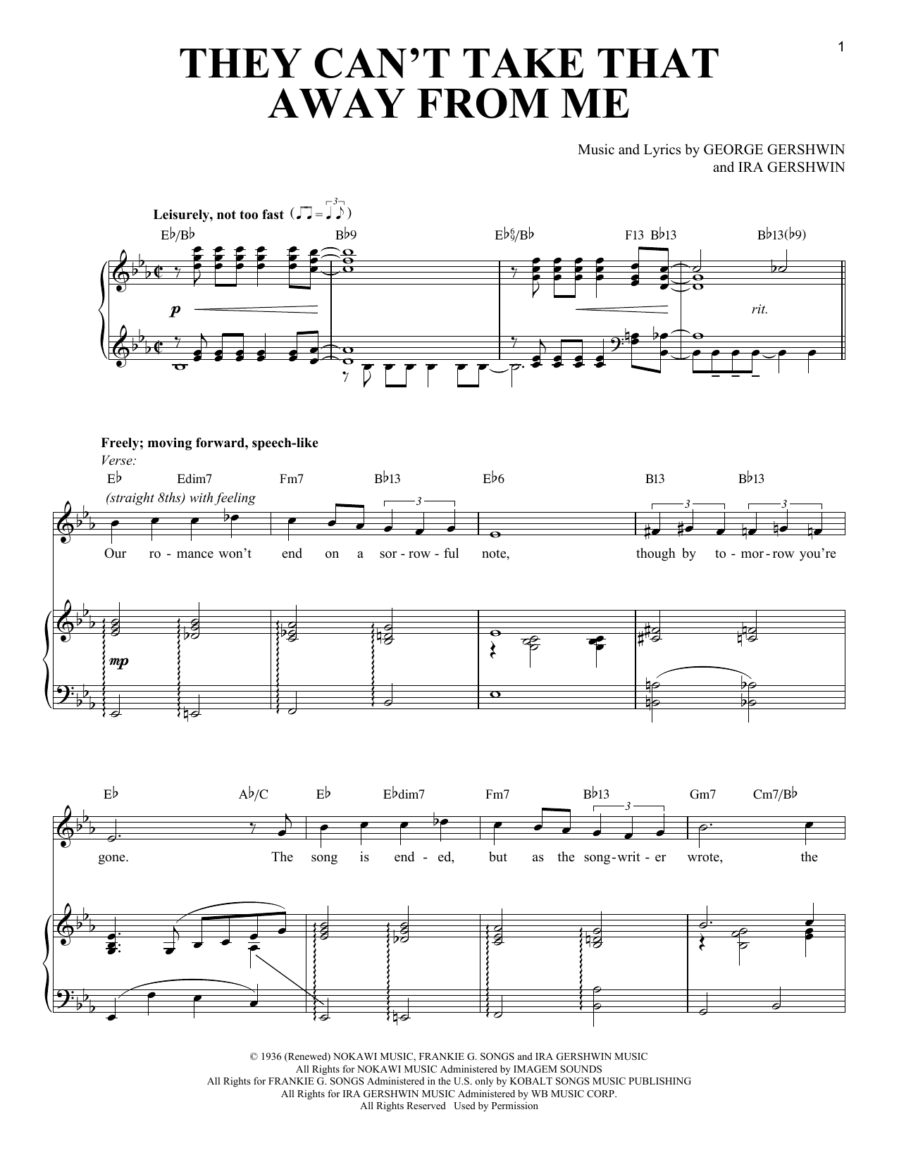 Richard Walters They Can't Take That Away From Me sheet music notes and chords. Download Printable PDF.