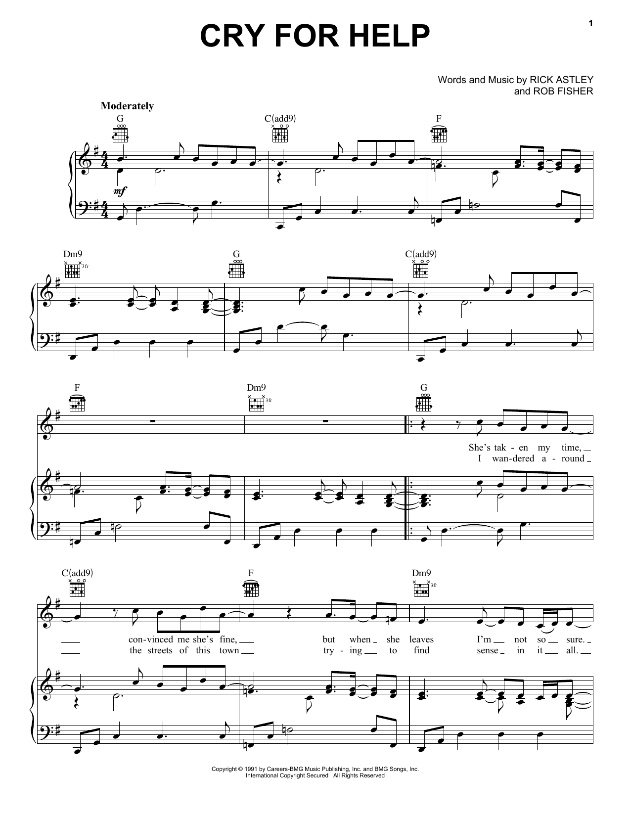 Rick Astley Cry For Help sheet music notes and chords. Download Printable PDF.