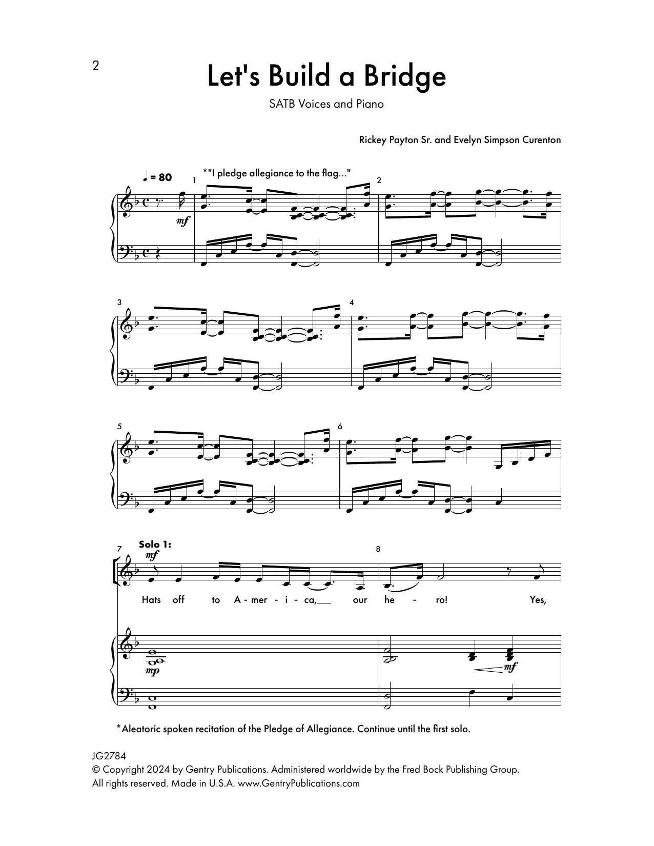 Rickey Payton Sr. and Evelyn Simpson Curenton Let's Build A Bridge sheet music notes and chords. Download Printable PDF.