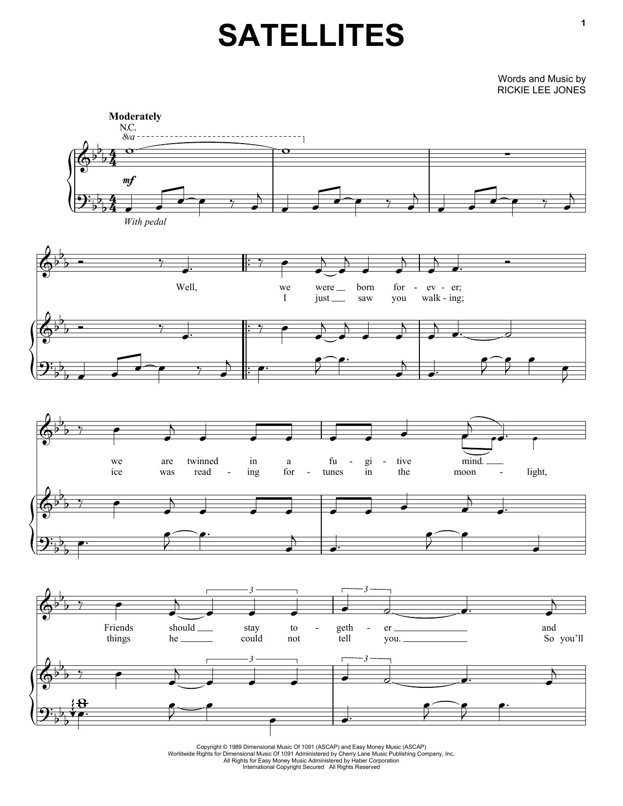 Rickie Lee Jones Satellites sheet music notes and chords. Download Printable PDF.