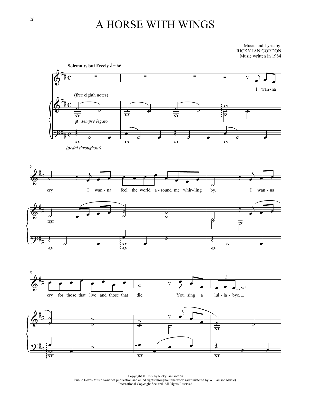 Ricky Ian Gordon A Horse With Wings sheet music notes and chords. Download Printable PDF.