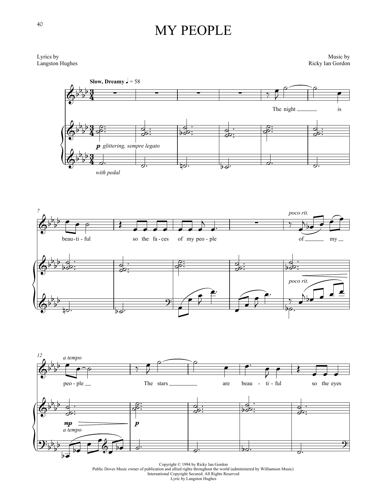 Ricky Ian Gordon My People sheet music notes and chords. Download Printable PDF.