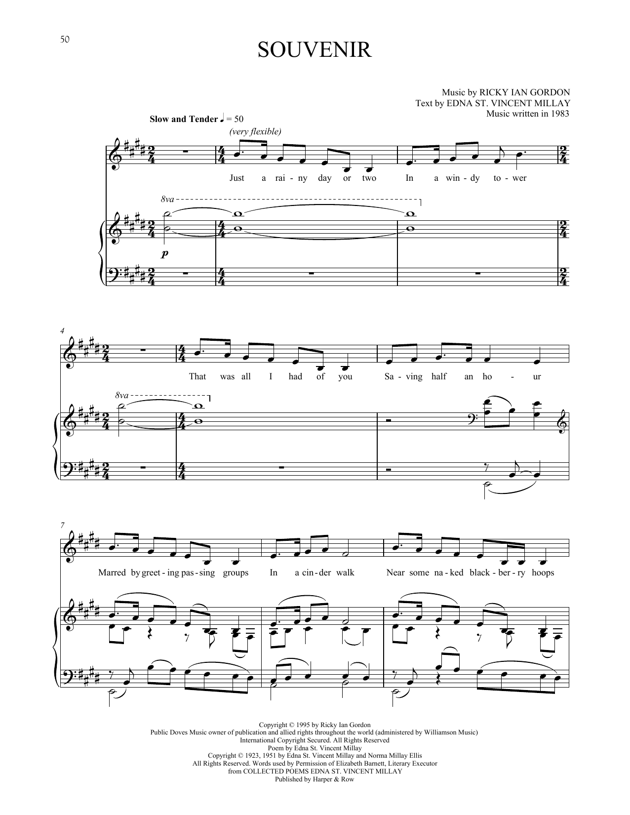 Ricky Ian Gordon Souvenir sheet music notes and chords. Download Printable PDF.