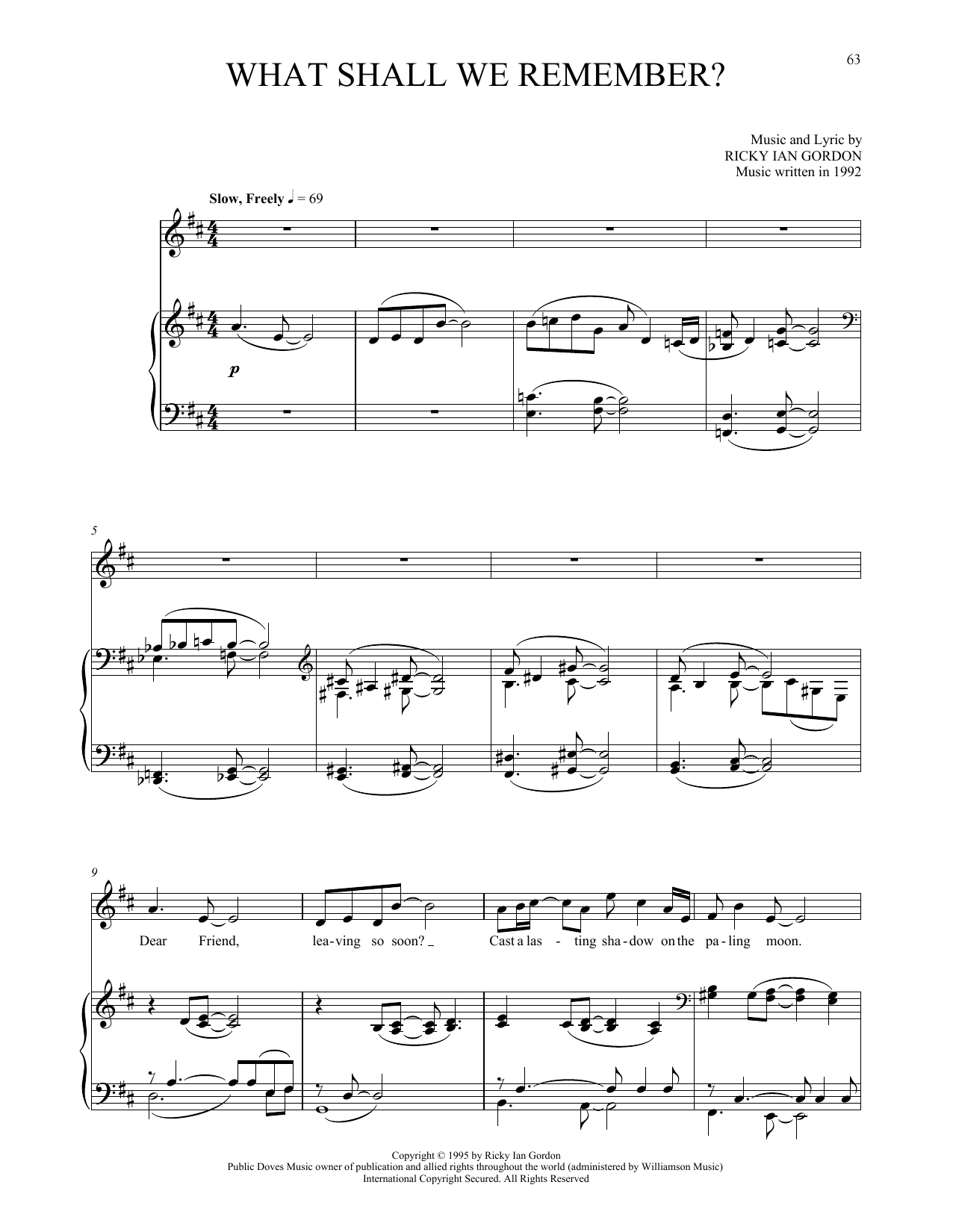 Ricky Ian Gordon What Shall We Remember? sheet music notes and chords. Download Printable PDF.