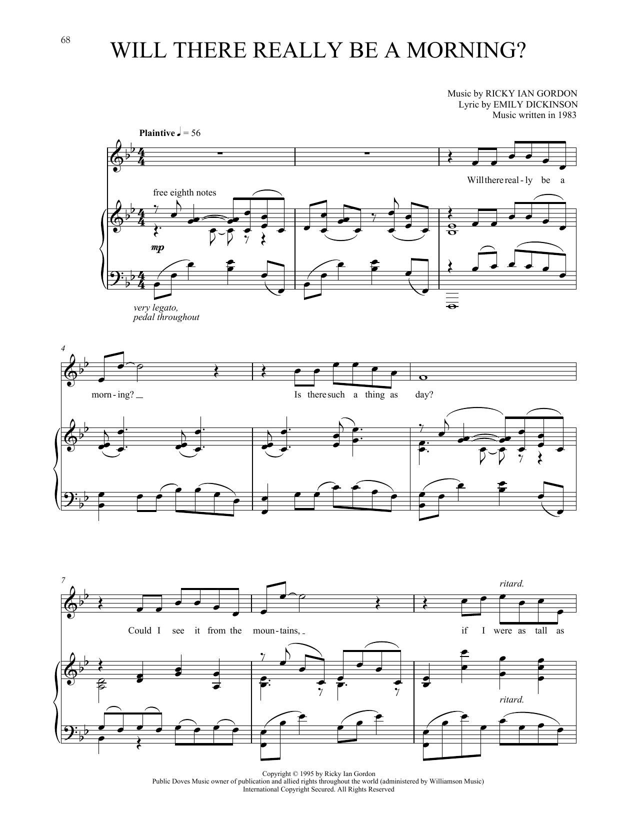 Ricky Ian Gordon Will There Really Be A Morning? sheet music notes and chords. Download Printable PDF.