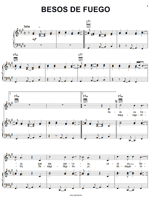 Learn to play Ricky Martin Besos De Fuego sheet music for Piano, Vocal & Guitar Chords (Right-Hand Melody) in minutes. Price: 7.8900$ Ricky Martin Besos De Fuego sheet music notes and chords arranged for Piano, Vocal & Guitar Chords (Right-Hand Melody)