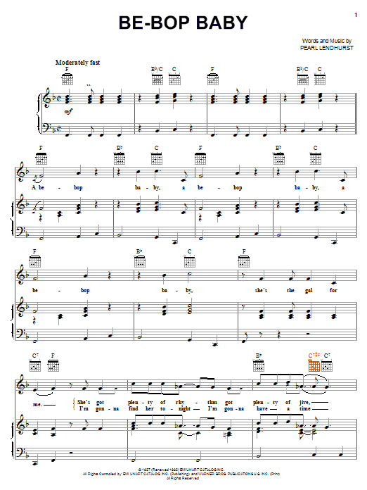 Learn to play Ricky Nelson Be-Bop Baby sheet music for Ukulele in minutes. Price: 5.9900$ Ricky Nelson Be-Bop Baby sheet music notes and chords arranged for Ukulele