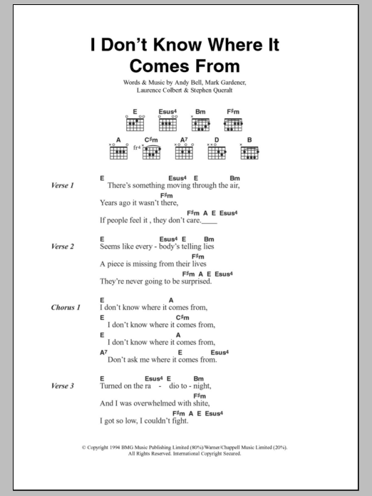 Ride I Don't Know Where It Comes From sheet music notes and chords. Download Printable PDF.