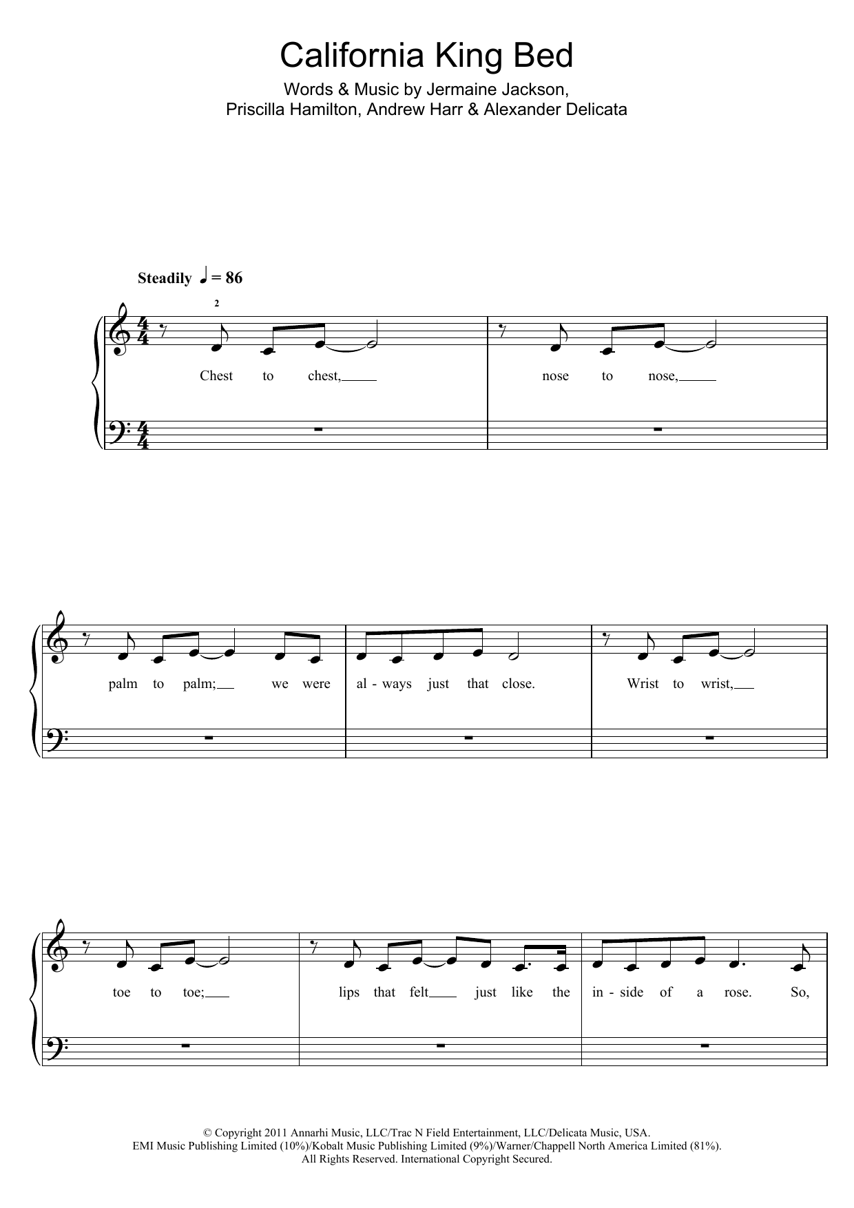 Rihanna California King Bed sheet music notes and chords. Download Printable PDF.