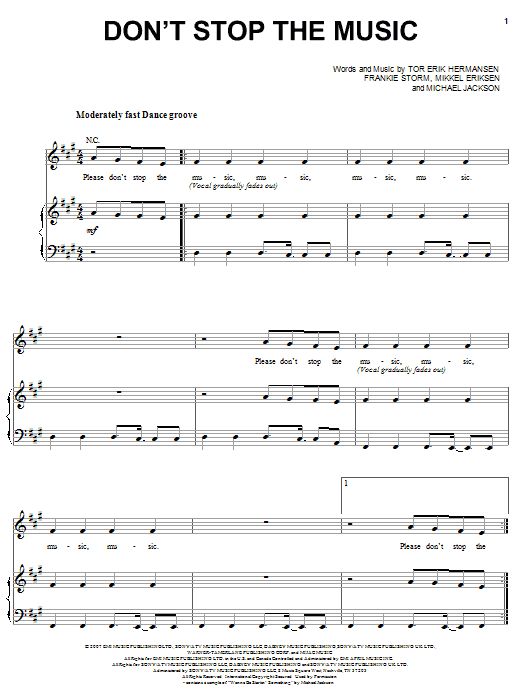 Rihanna Don't Stop The Music sheet music notes and chords arranged for Piano, Vocal & Guitar Chords