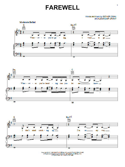 Rihanna Farewell sheet music notes and chords. Download Printable PDF.