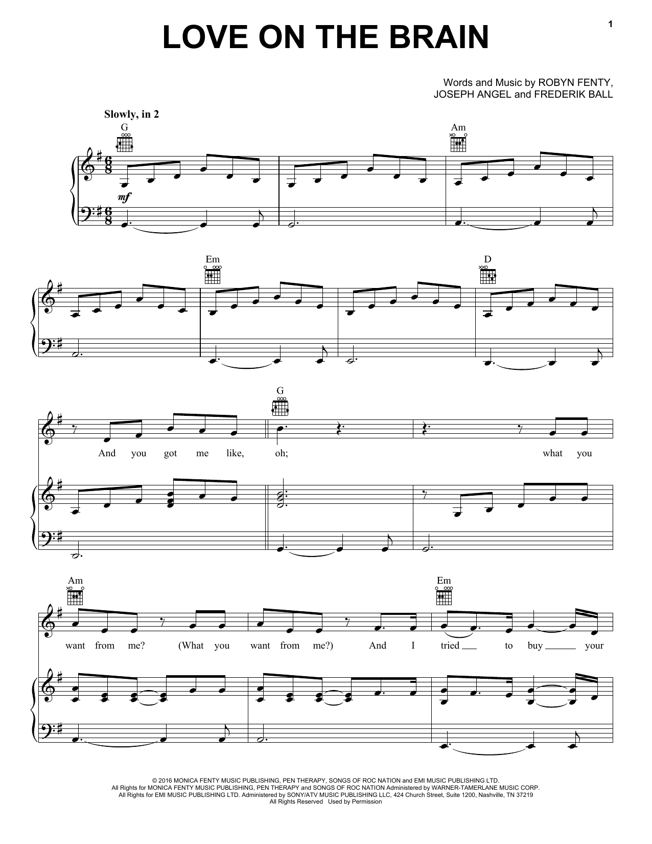 Rihanna Love On The Brain sheet music notes and chords. Download Printable PDF.