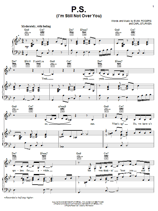 Rihanna P.S. (I'm Still Not Over You) sheet music notes and chords arranged for Piano, Vocal & Guitar Chords (Right-Hand Melody)