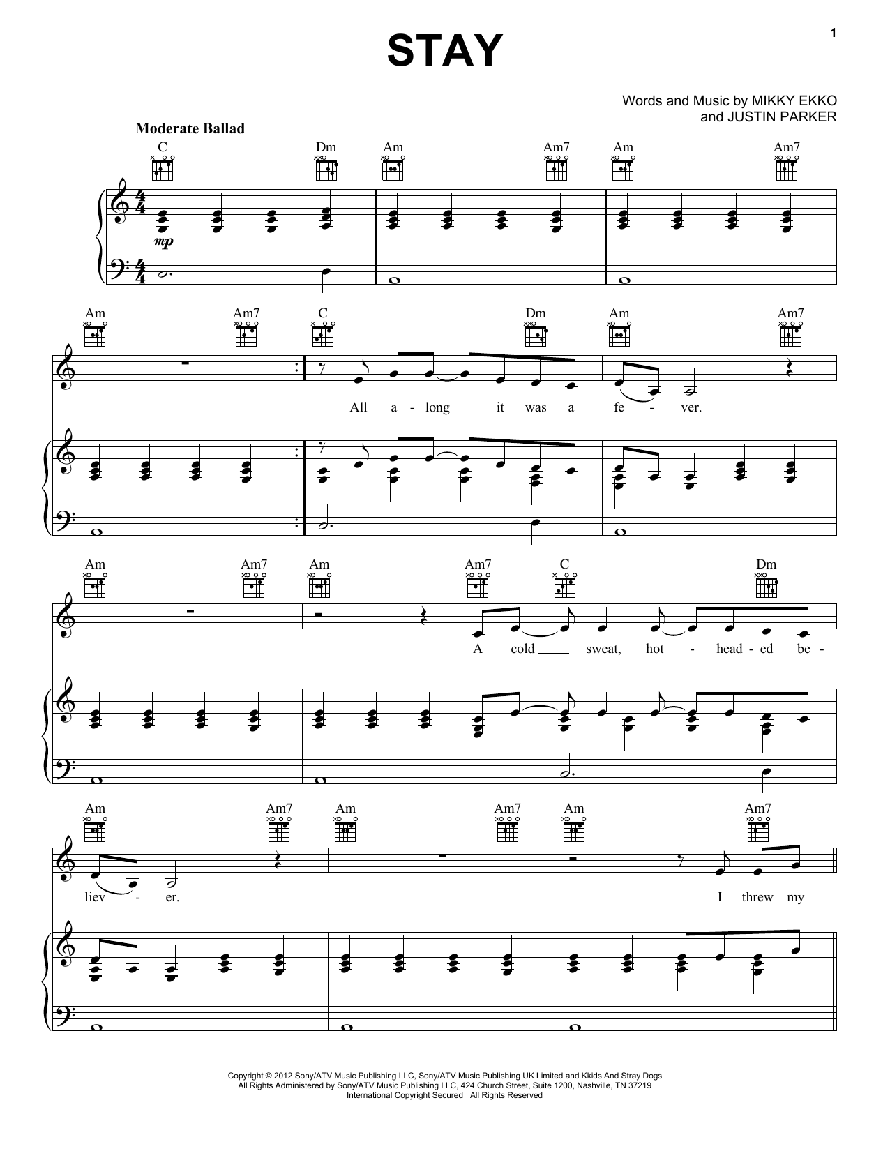 Rihanna Stay sheet music notes and chords arranged for Flute Solo