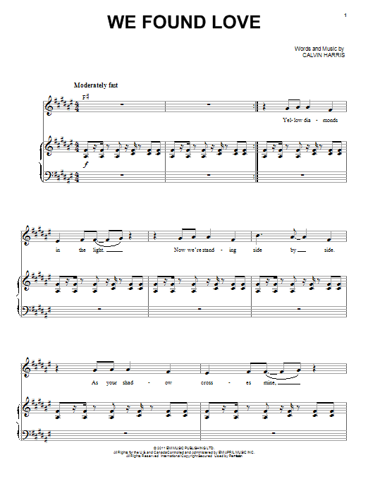 Rihanna We Found Love (feat. Calvin Harris) sheet music notes and chords arranged for Ukulele Chords/Lyrics