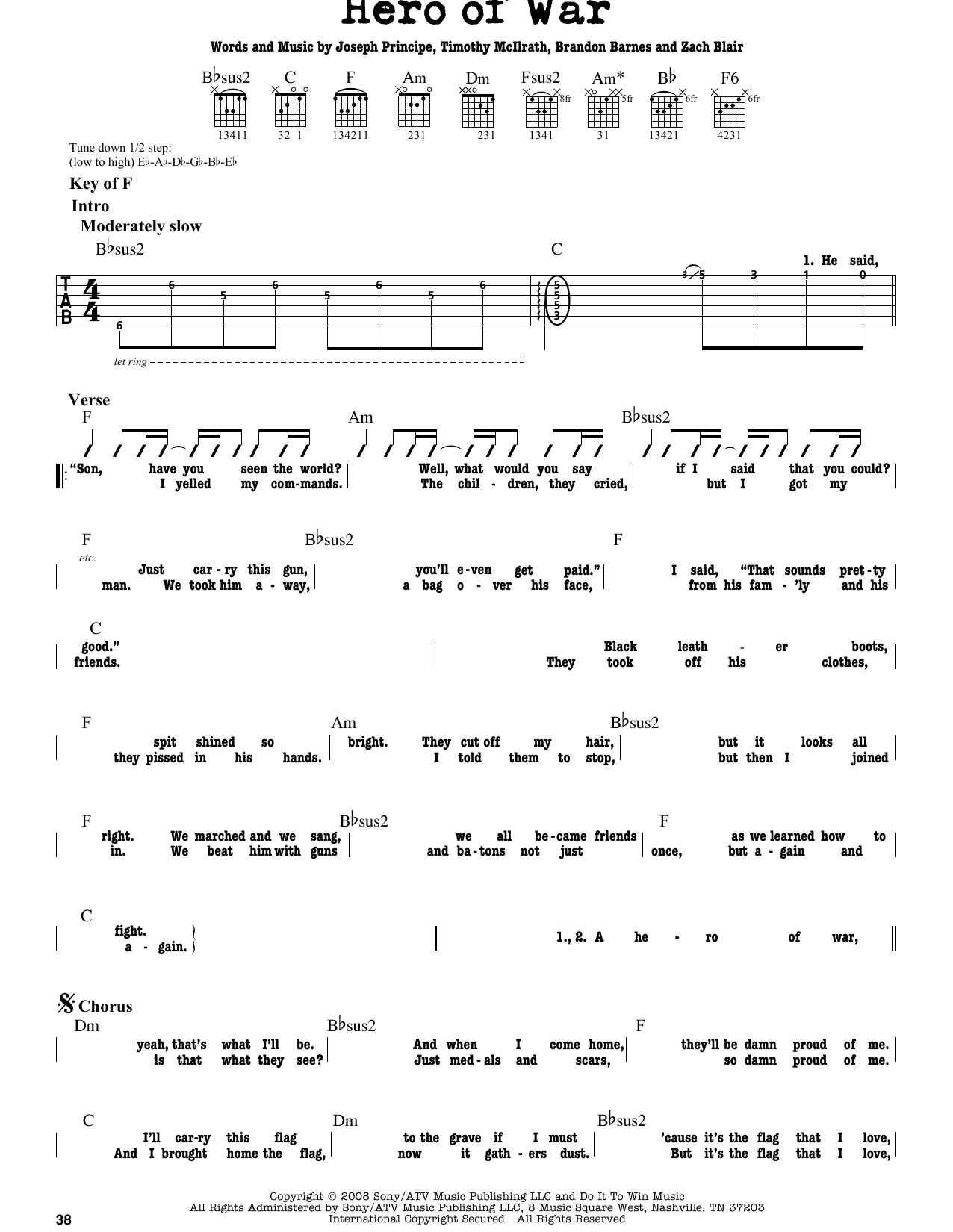 Rise Against Hero Of War sheet music notes and chords. Download Printable PDF.