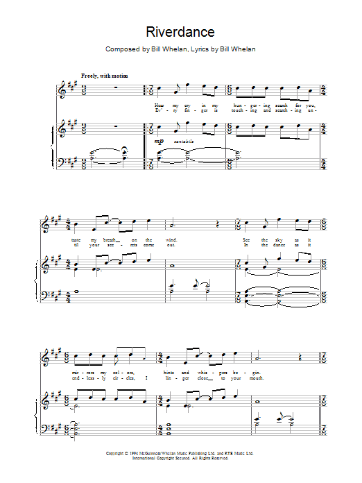 Bill Whelan Riverdance sheet music notes and chords. Download Printable PDF.