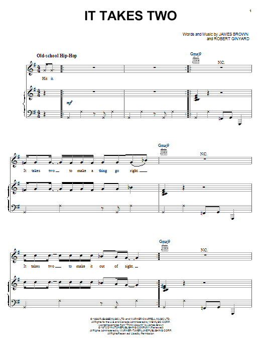 Learn to play Rob Base & DJ E-Z Rock It Takes Two sheet music for Piano, Vocal & Guitar Chords (Right-Hand Melody) in minutes. Price: 7.8900$ Rob Base & DJ E-Z Rock It Takes Two sheet music notes and chords arranged for Piano, Vocal & Guitar Chords (Right-Hand Melody)